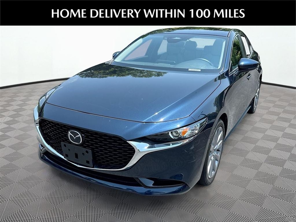 2025 Mazda Mazda3 2.5 S Preferred Package in Deep Crystal Blue Mica — front three-quarter view