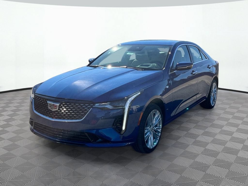 2025 Cadillac CT4 Premium Luxury in Wave Metallic — front three-quarter view