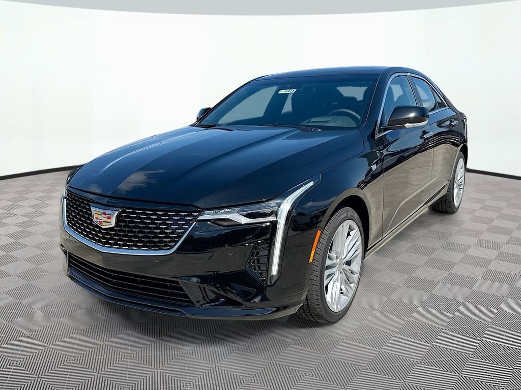 2026 Cadillac CT4 Premium Luxury in Black Raven — front three-quarter view