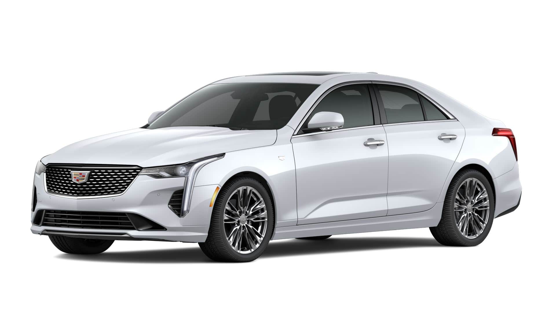 2026 Cadillac CT4 Premium Luxury in Vibrant White Tricoat — front three-quarter view