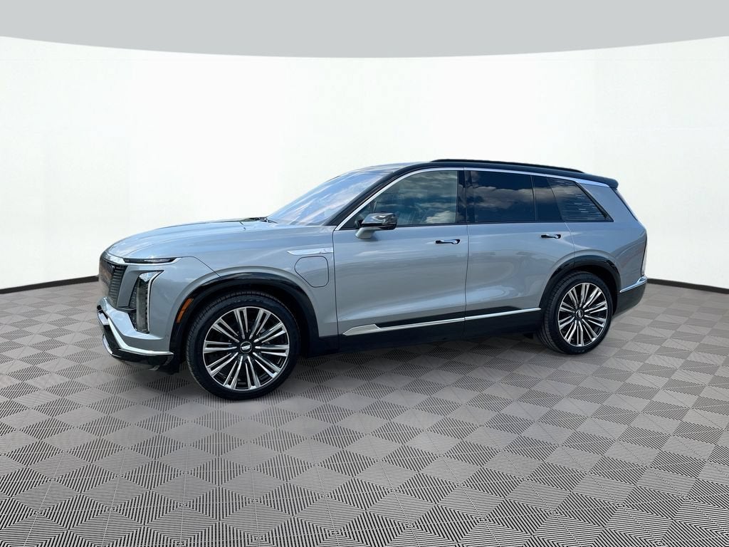 2026 Cadillac VISTIQ Premium Luxury in Argent Silver Metallic — front three-quarter view