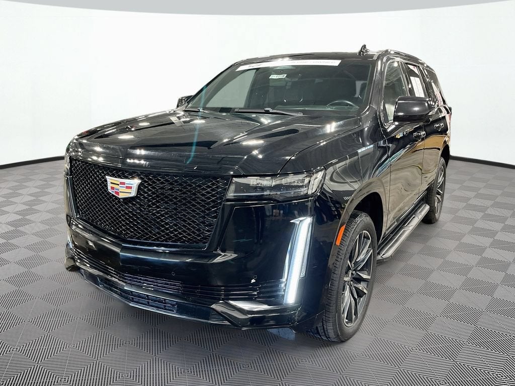 2023 Cadillac Escalade Sport in Black Raven — front three-quarter view