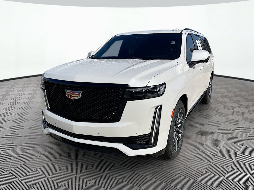 2023 Cadillac Escalade ESV Sport in Crystal White Tricoat — front three-quarter view
