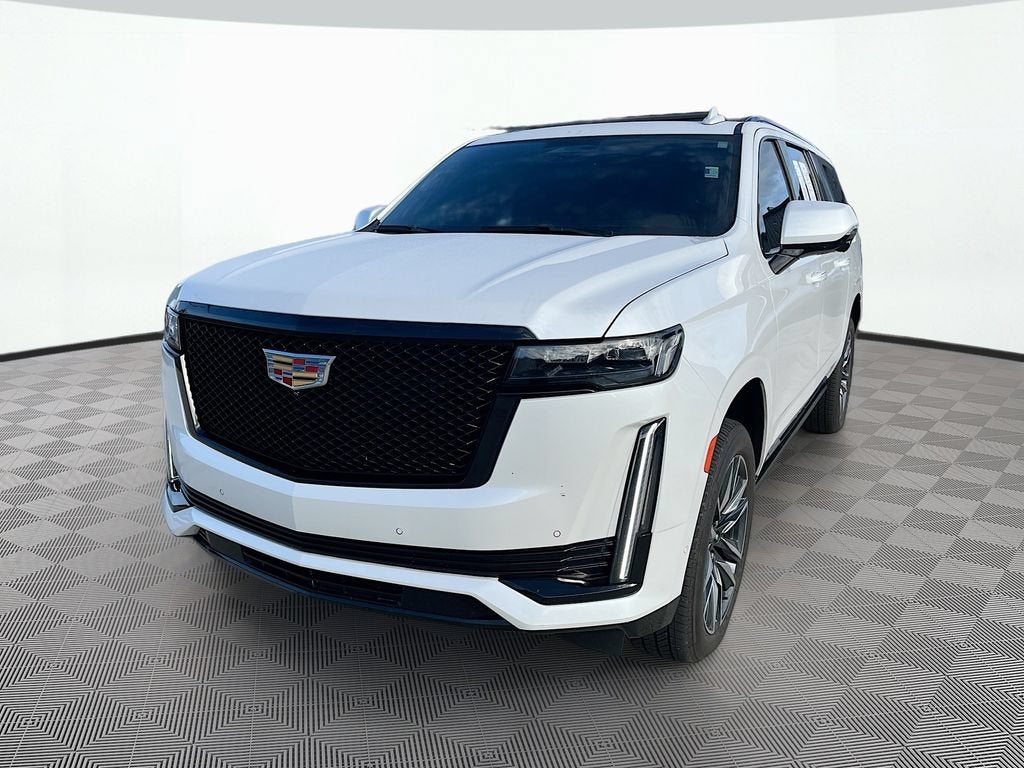 2023 Cadillac Escalade ESV Sport in Crystal White Tricoat — front three-quarter view