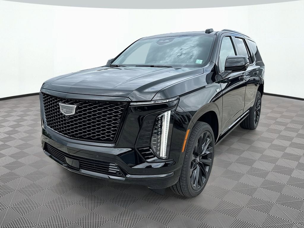 2026 Cadillac Escalade Platinum Sport in Black Raven — front three-quarter view