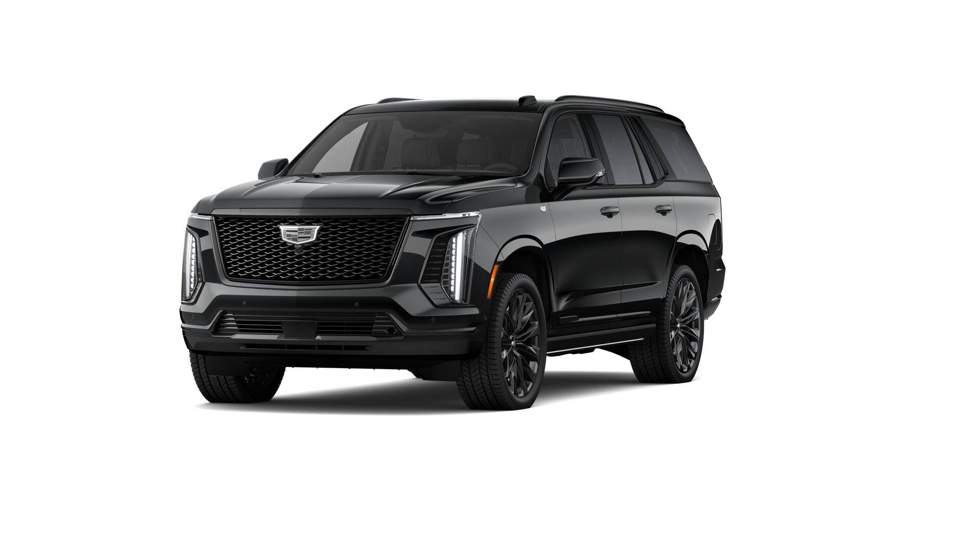 2026 Cadillac Escalade Platinum Sport in Black Raven — front three-quarter view
