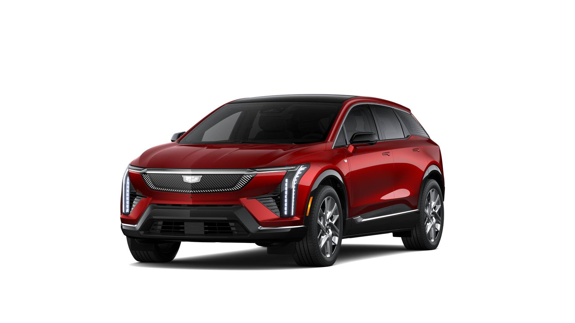 2027 Cadillac OPTIQ Premium Luxury in Radiant Red Tintcoat — front three-quarter view